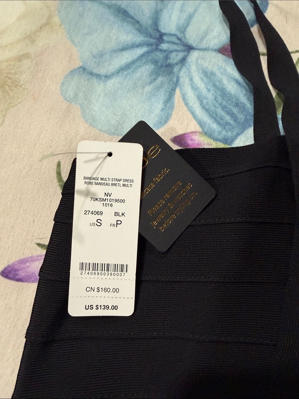 BEBE Black Strappy Lace-Up Bandage Dress - Picture 2 of 3